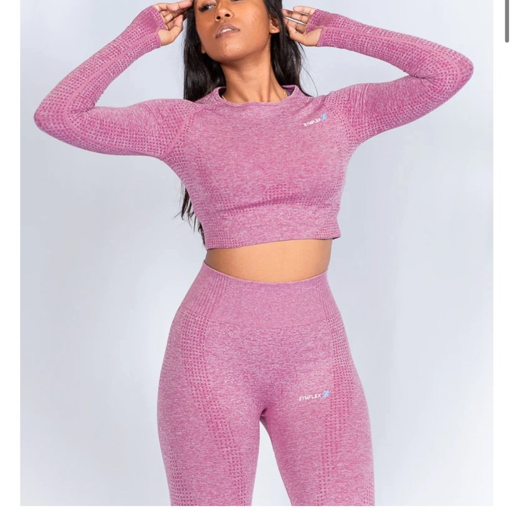 Crop Top Yoga Pink Petal Long Sleeve